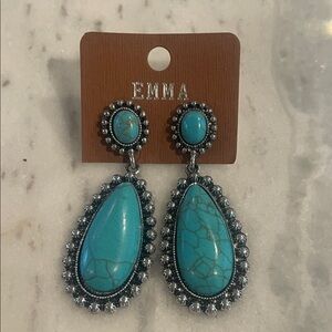 EMMA Turquoise and Silver Teardrop Earrings